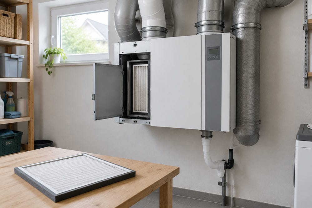 Wohnraumlüftung wird gereinigt